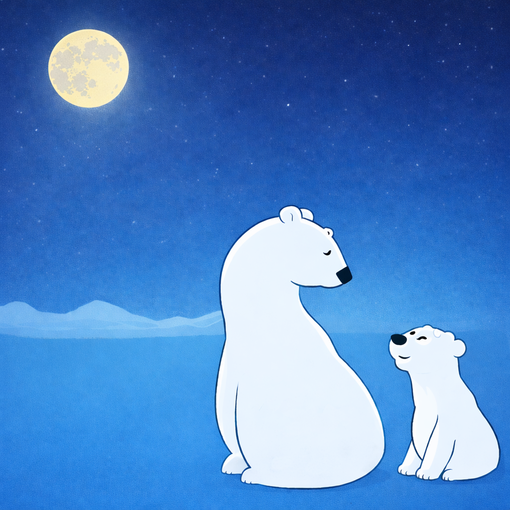 zwei Eisbären sitzen am Nordpol und sehen Polarlicht